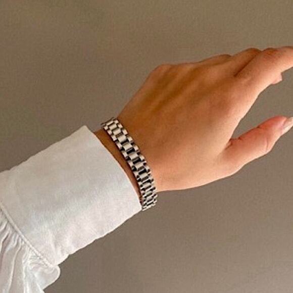 Silver Link Watch Band Bracelet Chain Link Unisex - Picture 5 of 9